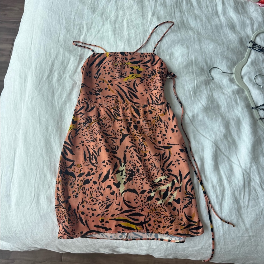 RESA Leopard Print Mini Dress in Orange and Black